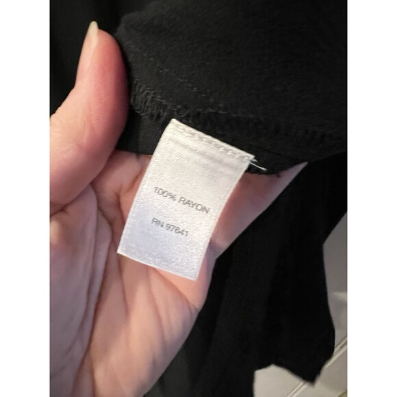 J Jill Babydoll Top Womens Size XL Long Sleeve Rayon Pleated Black Blouse - Picture 5 of 9